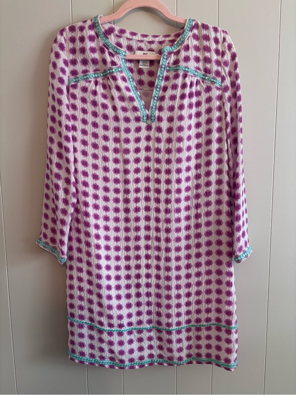 Vineyard Vines Purple Dot Tunic with Teal Trim